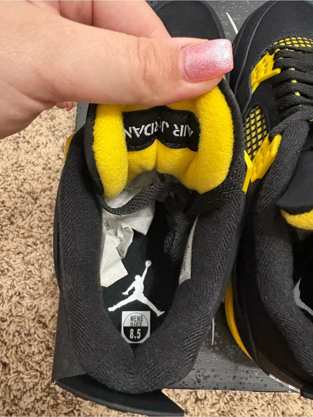 Nike Air Jordan 4 Retro - Black/Yellow Men’s Sneakers- Lightening 4s